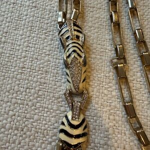 Gold-Tone Black and Cream Enamel Statement Necklace